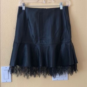 Zara Black Leather and Lace Skirt